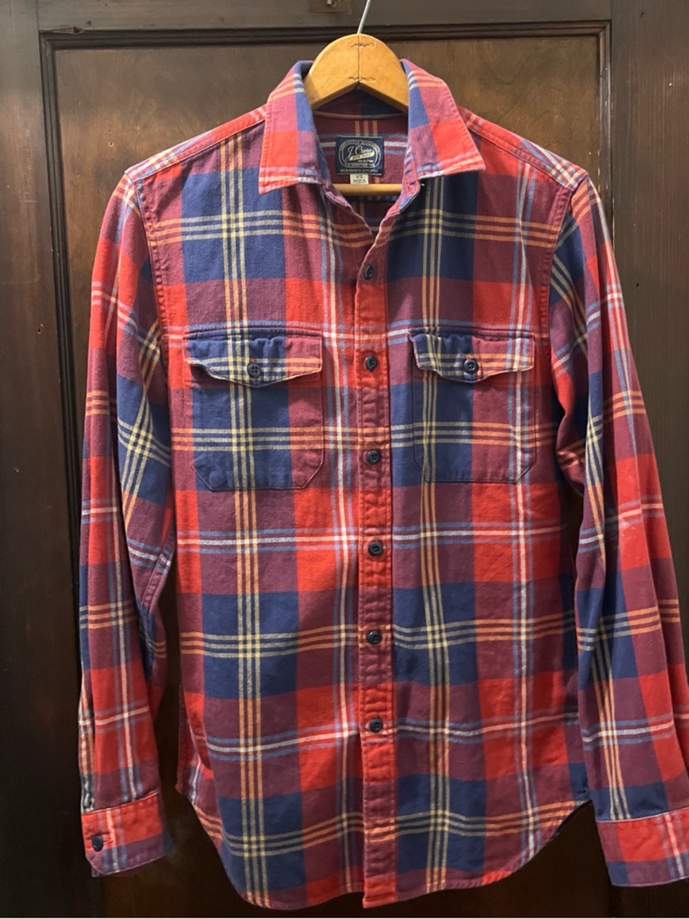 J. Crew Vintage Red and Blue Plaid Button-Down Shirt